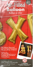 16inch Letter X Gold NON FLYING Air-Filled Only