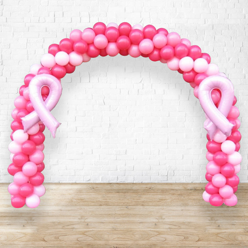 7meter Breast Cancer Awareness Balloon Arch with 2pcs Pink Ribbon Foil