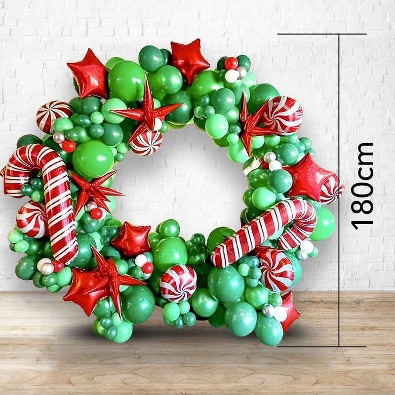 Christmas ROUND  Organic Classic Design Balloon Arch Arrangement on a Circular Stand 3DAYS NOTICE - Not Possible For Delivery