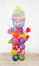 Happy Birthday Balloon Giant Cup Cake Arrangement