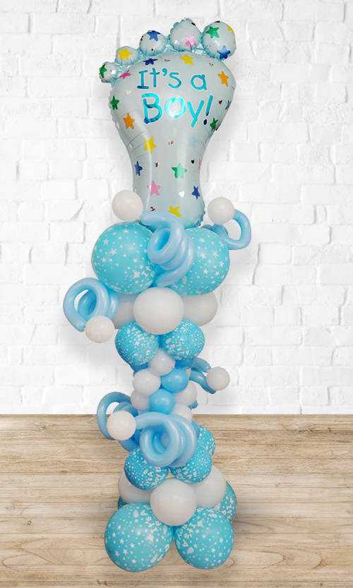 Roman Balloon Pillar with Baby Feet Topper Balloon Arrangement