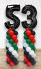 UAE Day Balloon Pillar wit 34inches  Number Foil  as topper - Set of 2Pillar