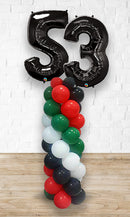 UAE Day Balloon Pillar wit 34inches  Two Number Foil as topper