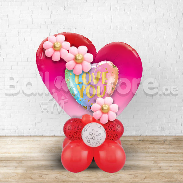 Love You Pastel Heart Balloon Arrangement