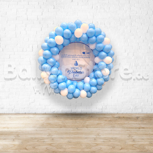 60CM Custom Text Acrylic on a 1meter Round  Balloon Wreath Arrangement  - Hanging Decor