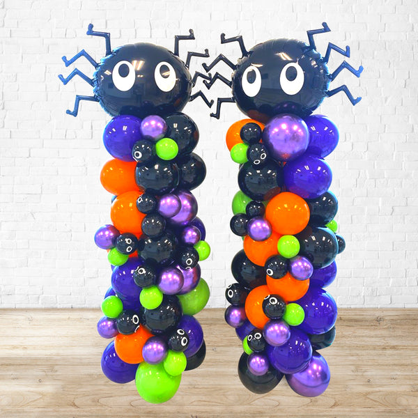 Creepy Spider Organic Classic Balloon Pillar - Halloween Decor  - Set of 2