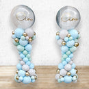 Baby Blue BOY Organic Classic Roman Balloon Pillar with 30inches CUSTOM - TEXT PRE-ORDER 1DAY In Advance