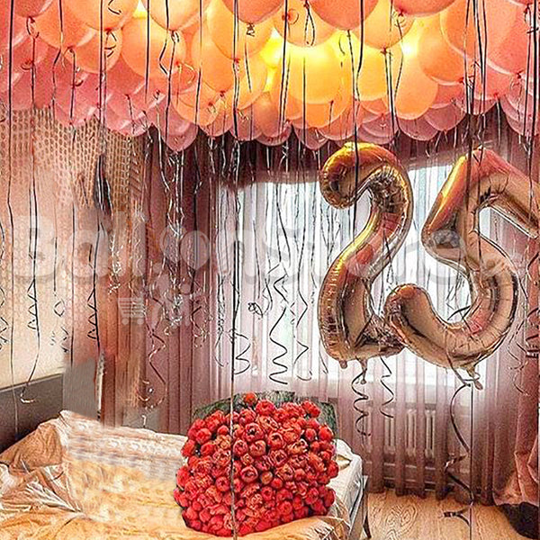 Any 2 Number  Peach Blush Rosegold and Peonies Party Set-up Balloon & Flower Set