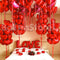 Smoochy Lips Red Heart Foil and Small Fresh Flower & Balloon Arrangement
