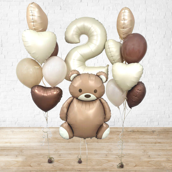 Any Single Number Brown Teddy Aesthetic Balloon Bouquet Set