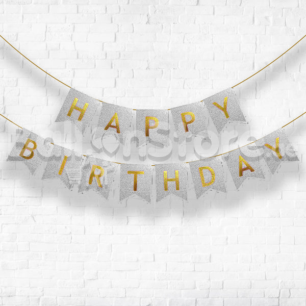 Happy Birthday Banner SILVER – Party Decorations