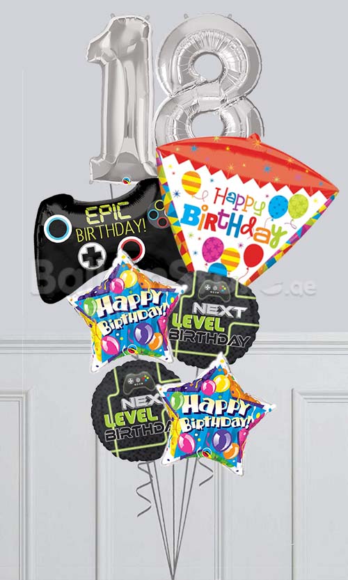 Any Two Number Epic Birthday Gamers Next Level Big Balloon Bouquet