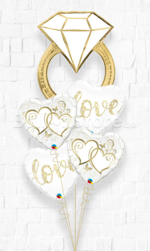 Love and Romance  Diamond Wedding Ring Balloon Bouquet