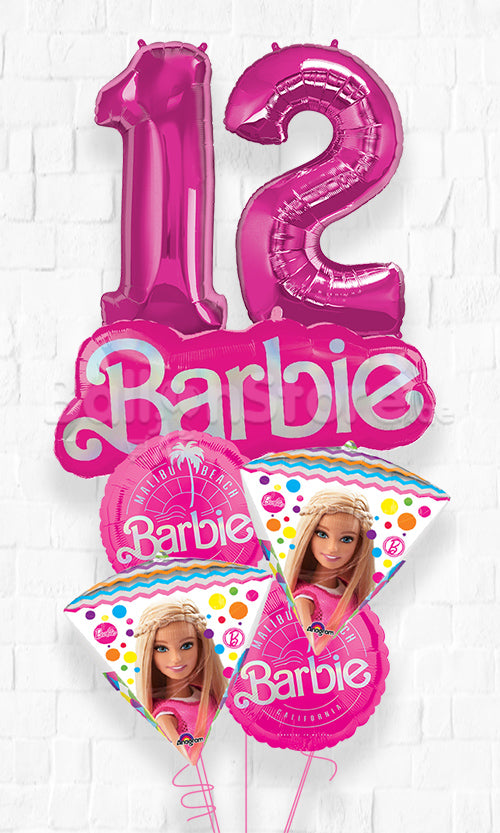 Any Two Number Barbie Sparkle Birthday Balloon Bouquet