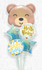 Hello Baby Bear Blue Star Balloon Bouquet with Weights