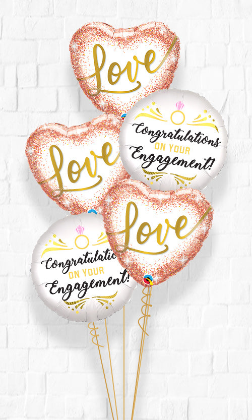 Engagement and Rose Gold Glitter Ombre Dots Love Balloon Bouquet
