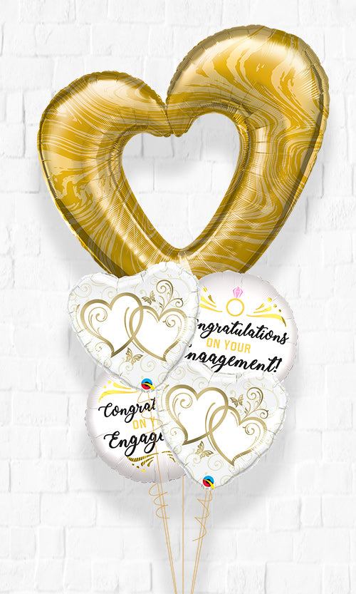 Golden Open Heart Love Engagement Balloon Bouquet