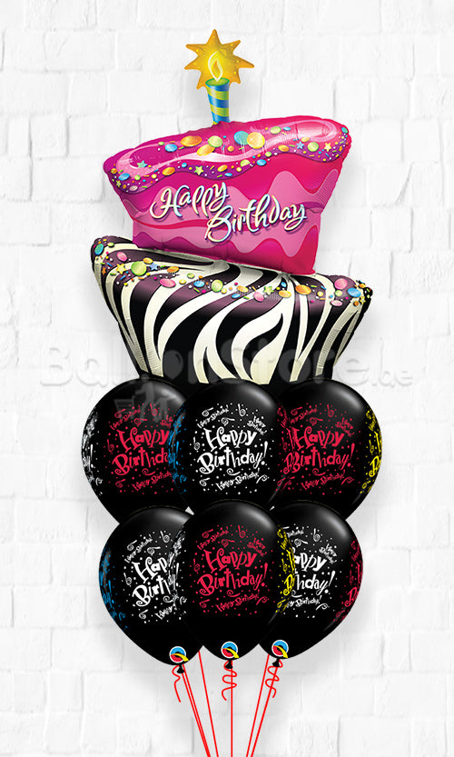 Birthday Funky Zebra Stripe Cake Bouquet