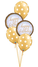 Pastel Confetti Bday Celebration Gold  Big Polka Balloon Bouquet With weight