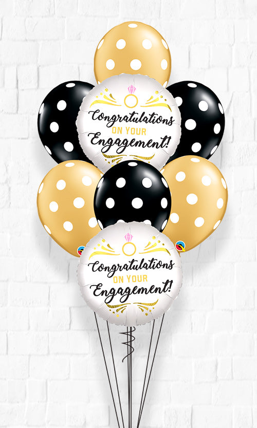 Gold and Black Polka Engagement Balloons