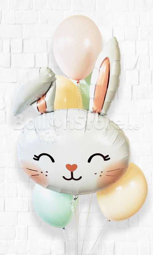 Bunny Pastel Balloon Bouquet  With Weight- BUNNY usually replace with Similar Ones