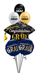Congratulations Grad Star and Gold Balloons Bouquet