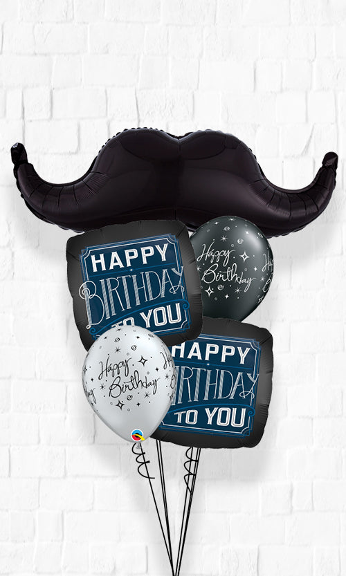 Mustache and ChalkBoard Happy Birthday Party and Sparkling BD Ba