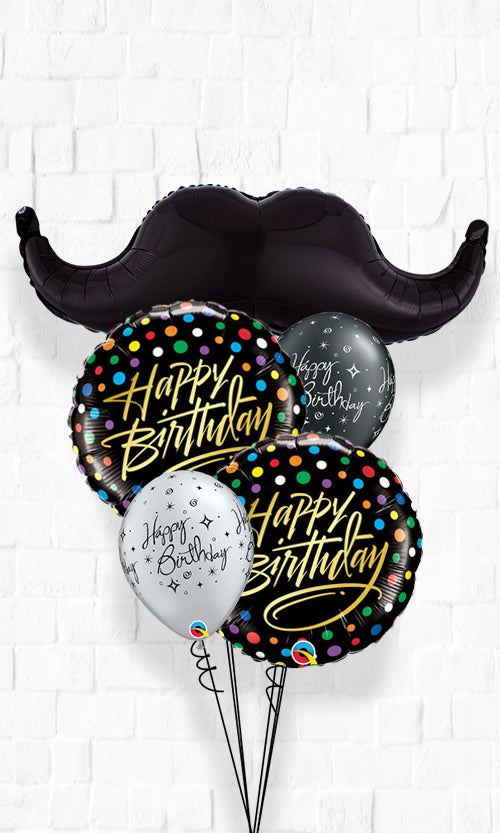 Mustache and ChalkBoard Happy Birthday Party and Sparkling BD Ba