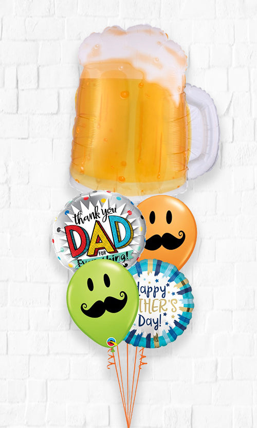 Cheers Happy Father's Day Thank You Dad Smiley Mustache Bouquet