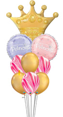 Golden Crown Princess Tiara Birthday Chrome and Agate Balloon Bouquet