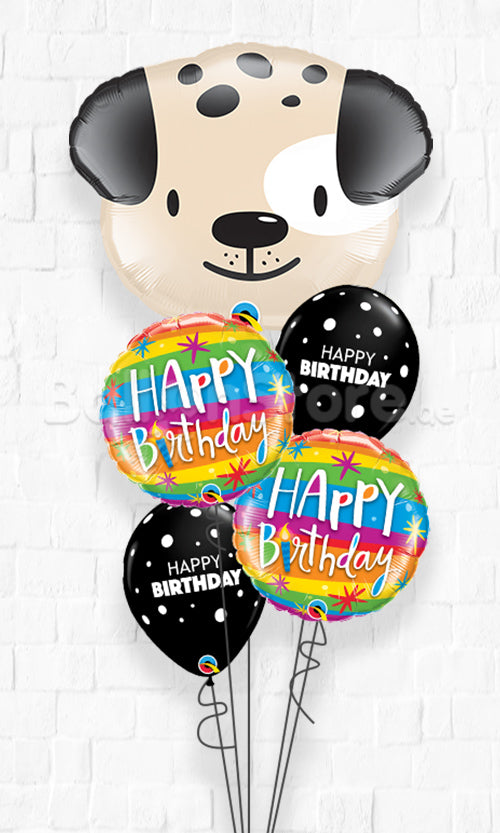 Cute Puppy Paw Rainbow Birthday Balloon Bouquet With weight