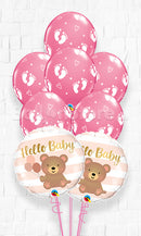 Hello Baby Bear Pink Girl Steps Balloon Bouquet
