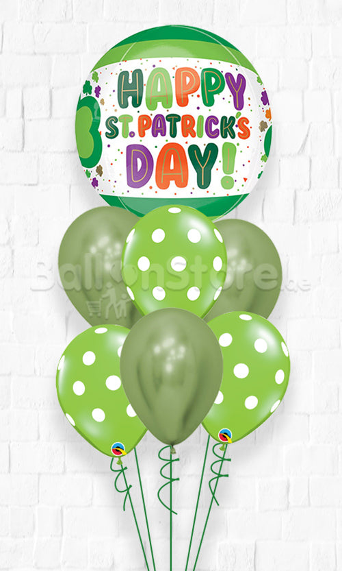 St. Patrick's & Day Dots &amp; Shamrock Orbz Balloon Bouquet