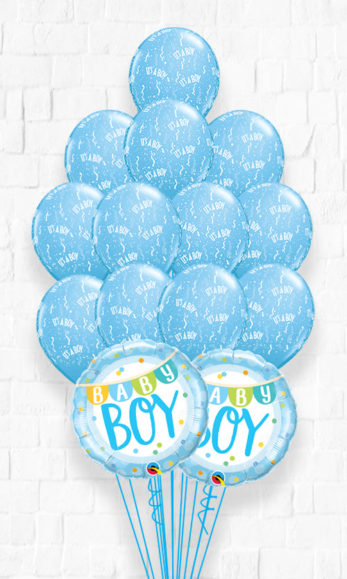 Boy Pennant A-round Latex BIG Balloon Bouquet With Weight