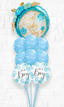 Baby Boy Floral Geo Blue WaterColor Balloon Bouquet