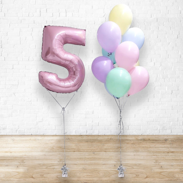 Any Single Number Pastel Balloon Bouquet Set With Weight