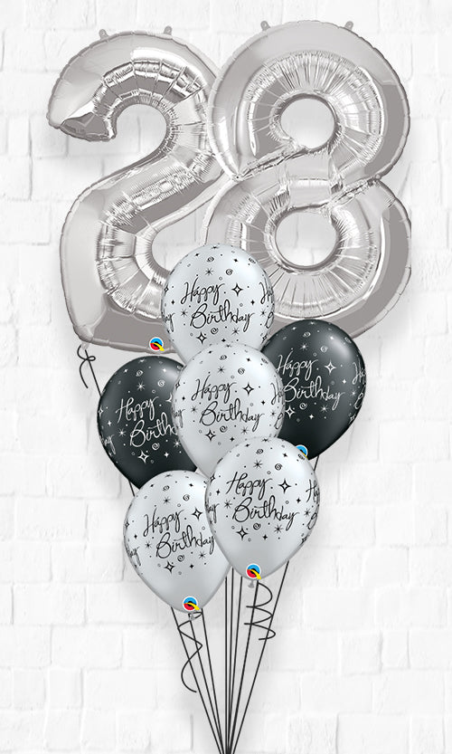 Any Two Number Classic Birthday Sparkling Birthday Balloon Bouquet