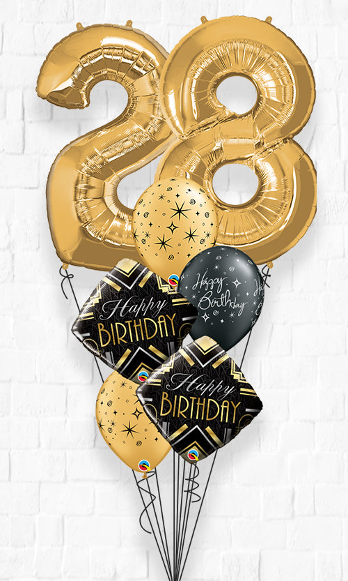Any Two Number Birthday Sparkling Art Deco Birthday Balloon Bouquet