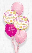 Big Polka Pink Sparkle Birthday Balloon Bouquet With Weight