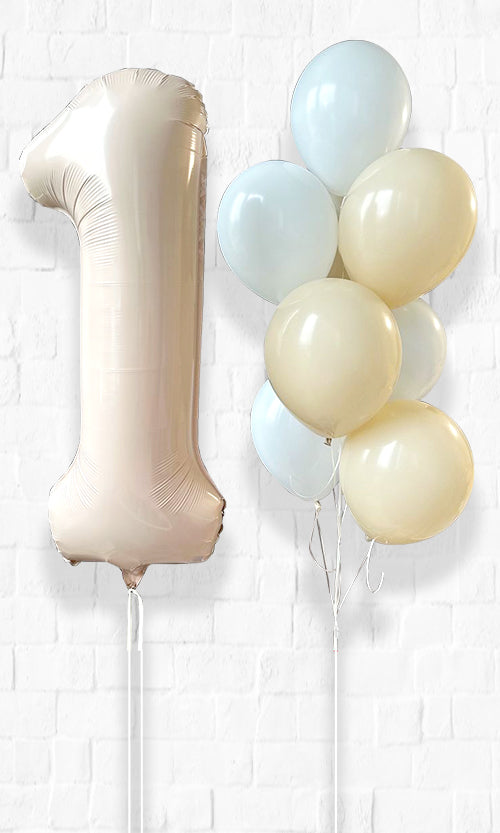 Any Single Number Cream Aesthetic Balloon Bouquet Set