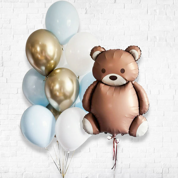 BrownTeddy Chrome and Pastel Latex Balloon Set