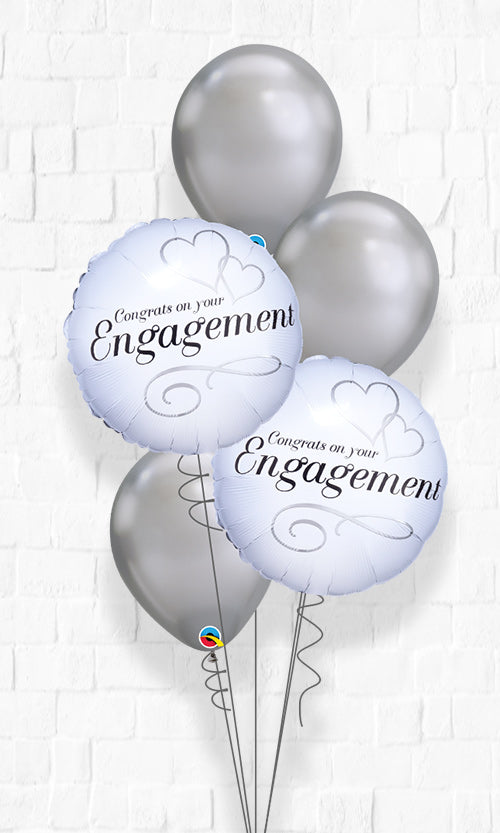 Two Heart Engagement Chrome Balloon Bouquet