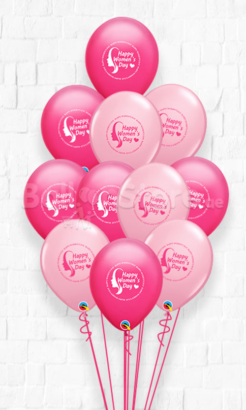 International Women's Day Pink And Wild Berry Latex Balloon Bouquet - 12count