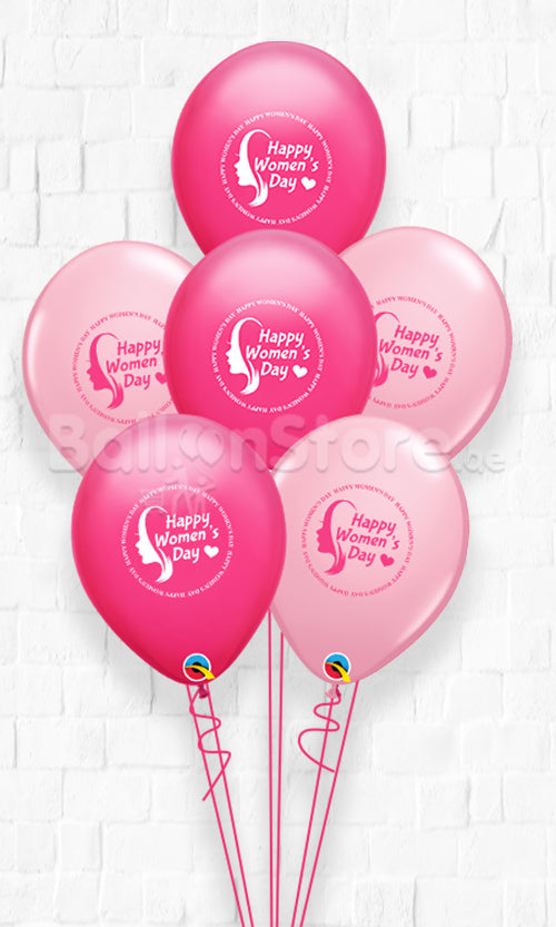 International Women's Day Pink And Wild Berry Latex Balloon Bouquet - 6count