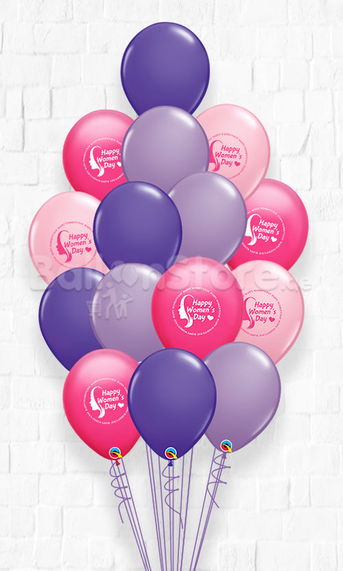 International Women's Day Pink, Wild Berry , Spring Lilac and Purple Violet  Latex Balloon Bouquet 15count