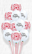 Simply Bday Double Hearts Wrap Print Balloon Bouquet - 12pcs