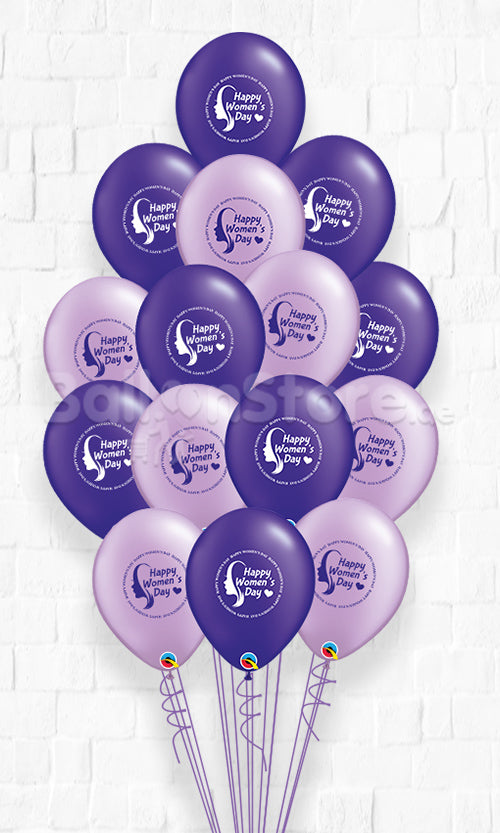 International Women's Day Lilac and Purple Balloon Bouquet - 15count