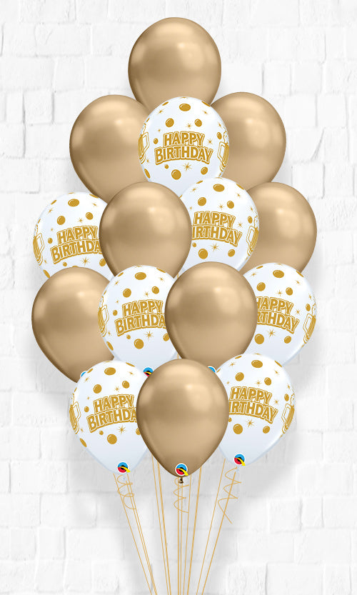 Birthday Cheers Brew Chrome Balloon Bouquet  - 15count