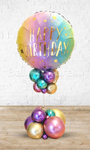 Birthday Pastel Ombre & Stars Chrome Balloon Table Top