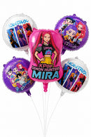 Balloon bouquet featuring 'K-Pop Demon Hunters' with a prominent pink balloon displaying the character Mira.